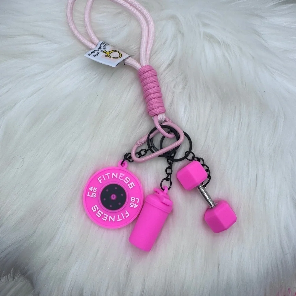 Pinkness Fitness Keychain Set w/ Wristlet bracelet